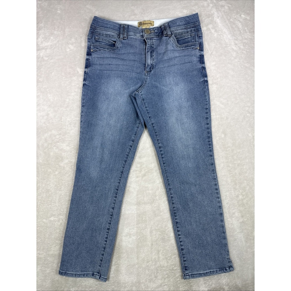 Democracy Ab Technology Light Wash Straight Leg Jeans Womens 12 (32X26)